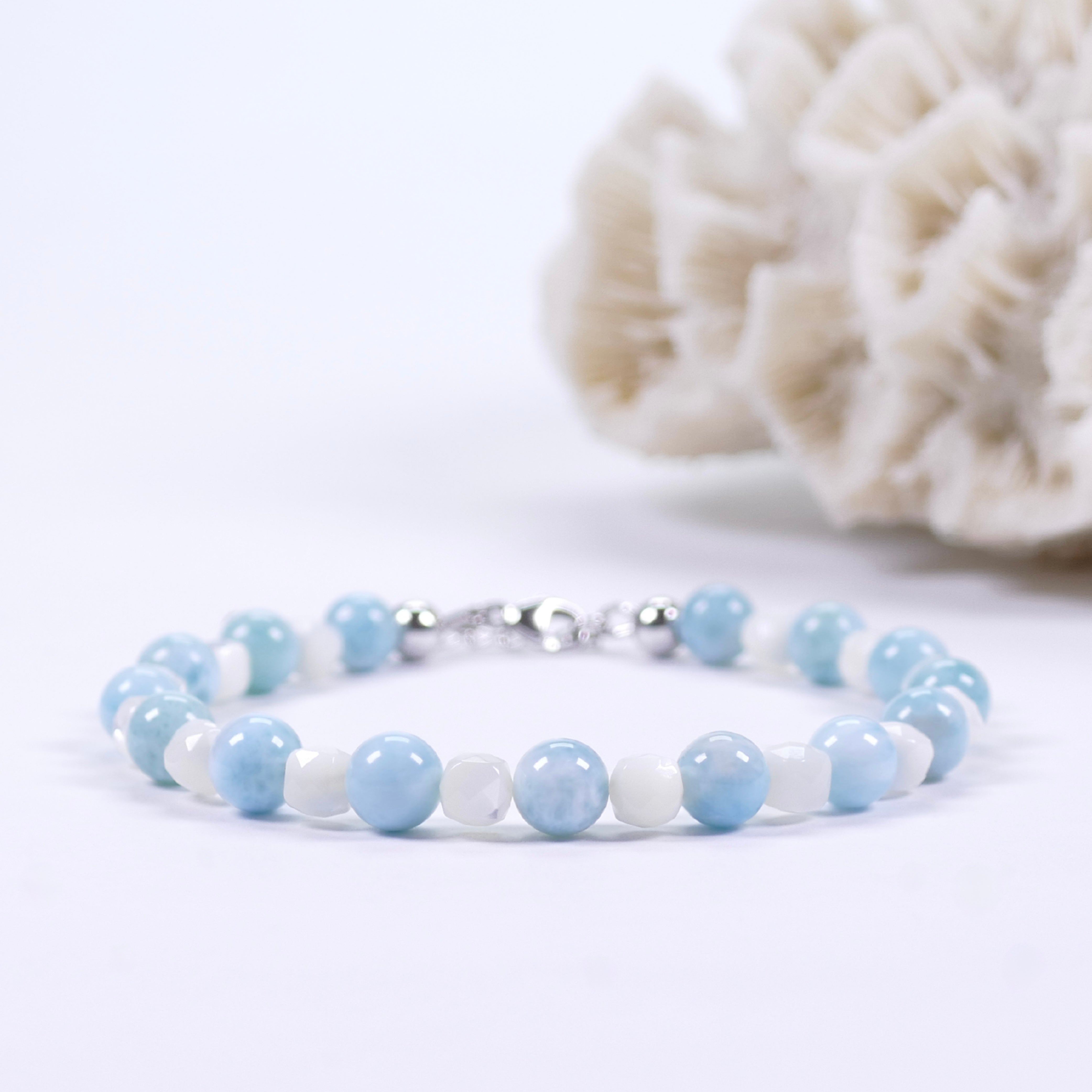 Armband Larimar & Perlmutt