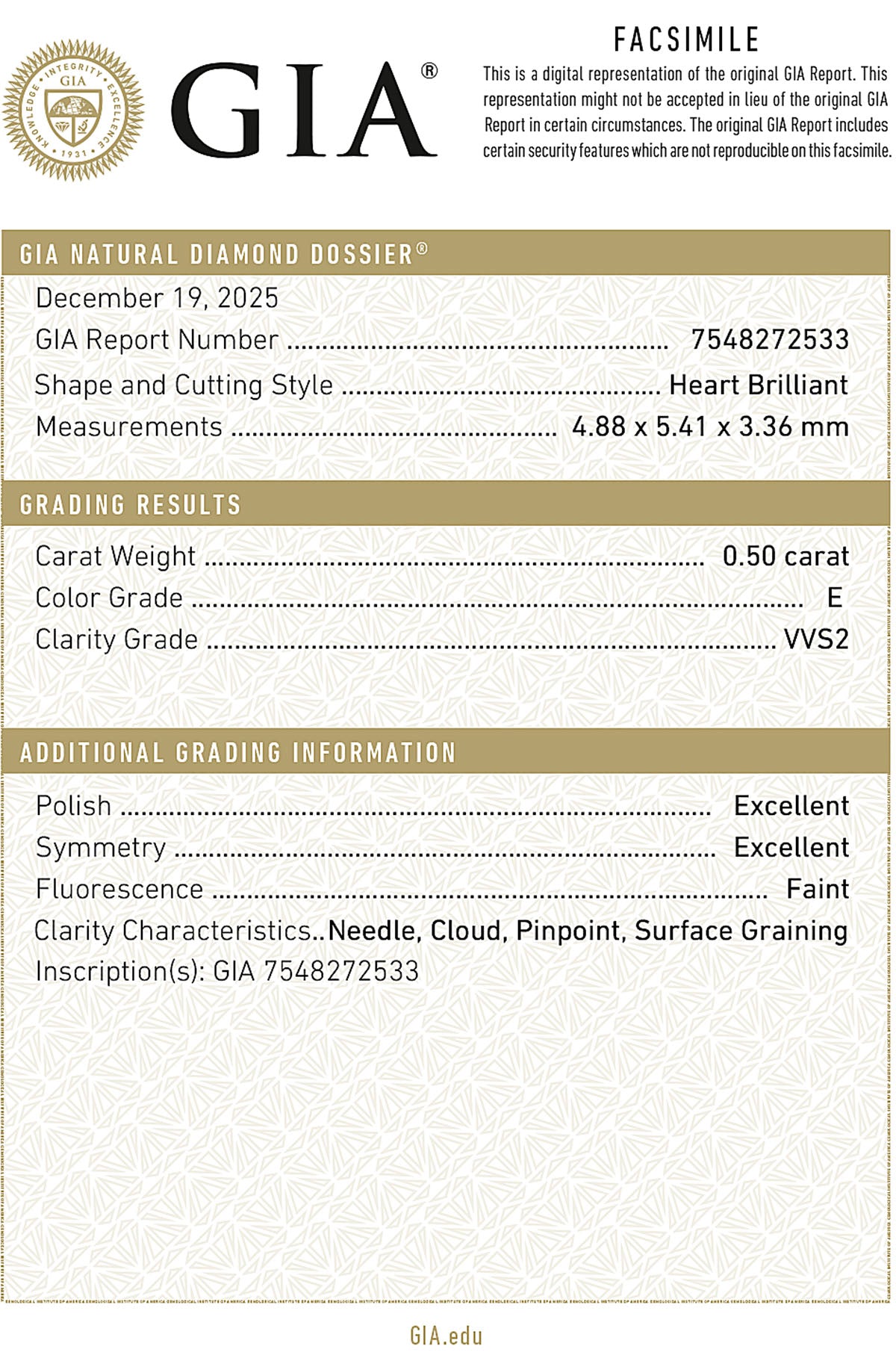 Diamant Herz – 0,50 ct (inkl. GIA-Zertifikat)