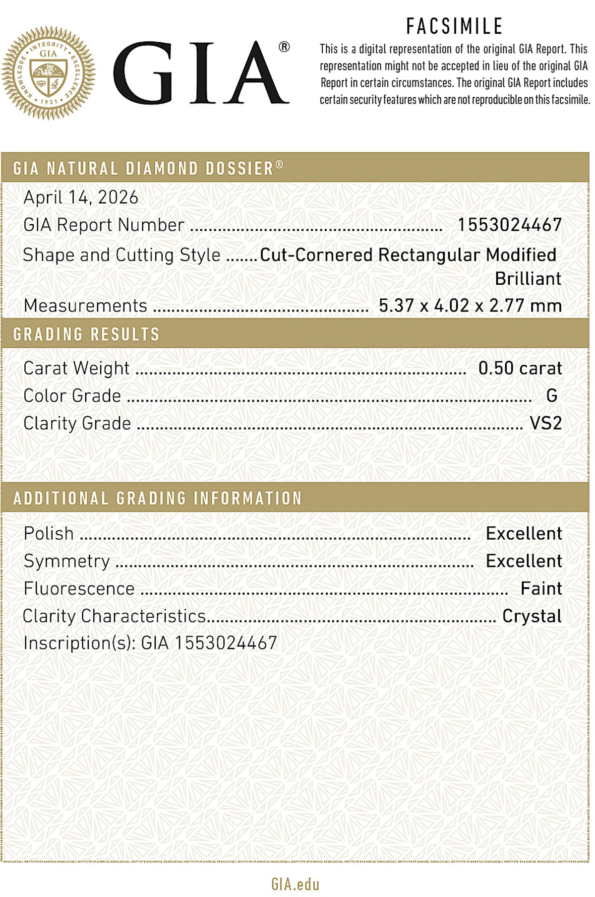Diamant Radiant – 0,50 ct (inkl. GIA-Zertifikat)