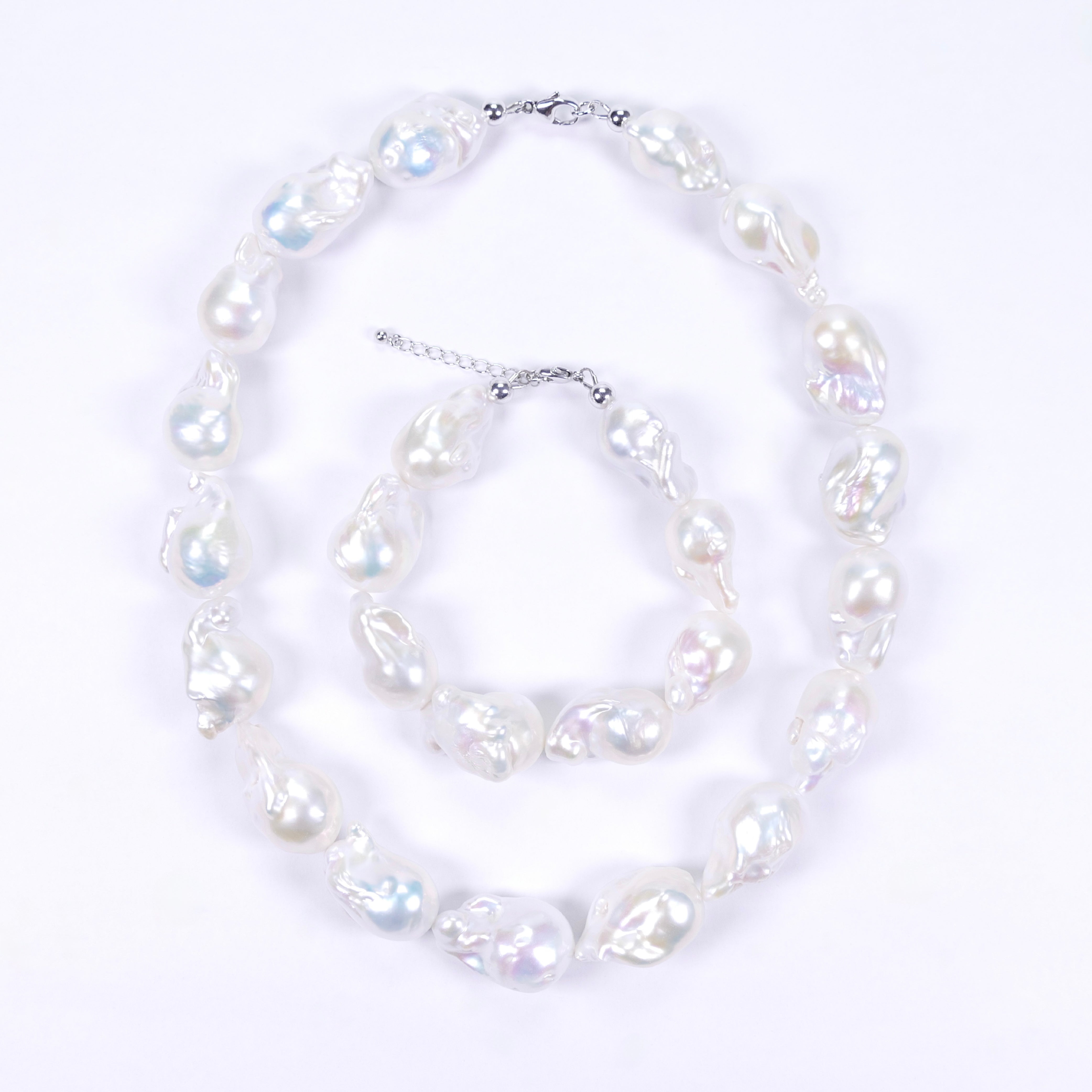 Armband + Kette Süßwasser-Zuchtperle – barock